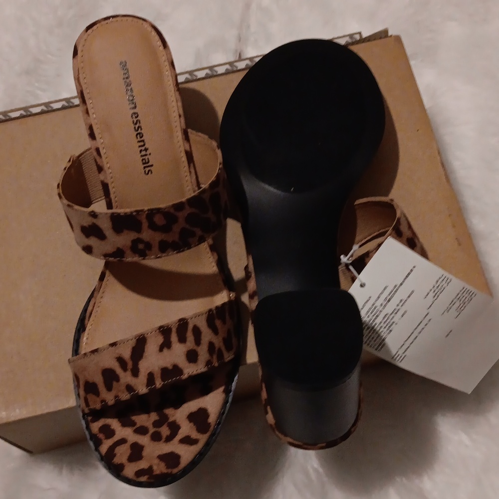 COPY - COPY - COPY - WOMENS LEOPARD CHUNKY HEEL SANDALS SIZE 10 - Picture 8 of 9